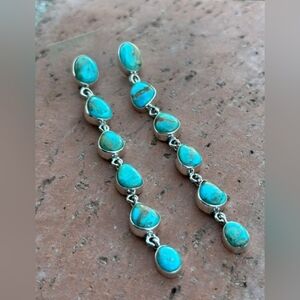 SOLD STERLING SILVER handmade 3 1/2" Royston Earrings